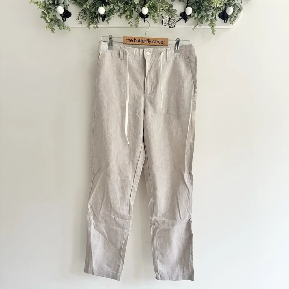 Men’s Intimissimi Uomo Linen Beige Drawstring Pants Beach New Small LD